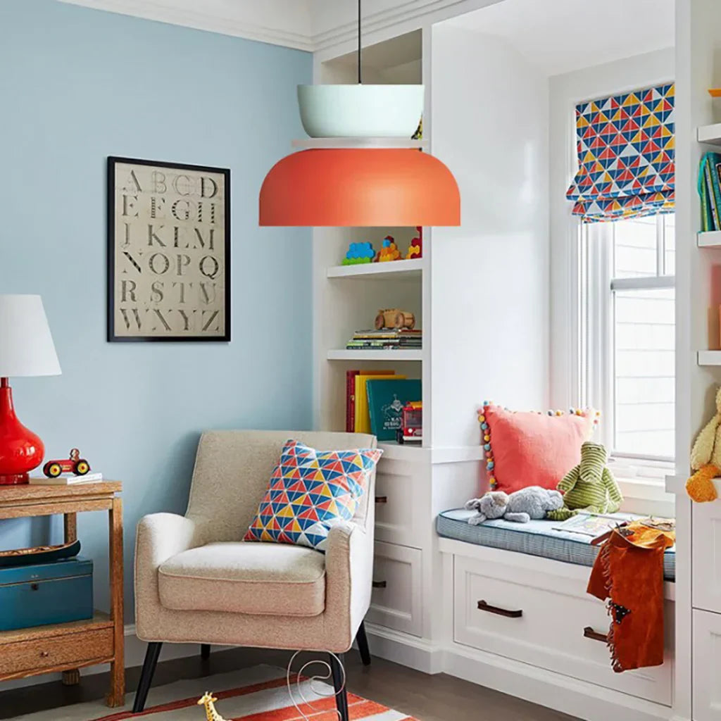 Pendellampe Med Farveblokdesign | Metal Loftlampe Med E27 Fatning | Indendørs Belysning | Vanero