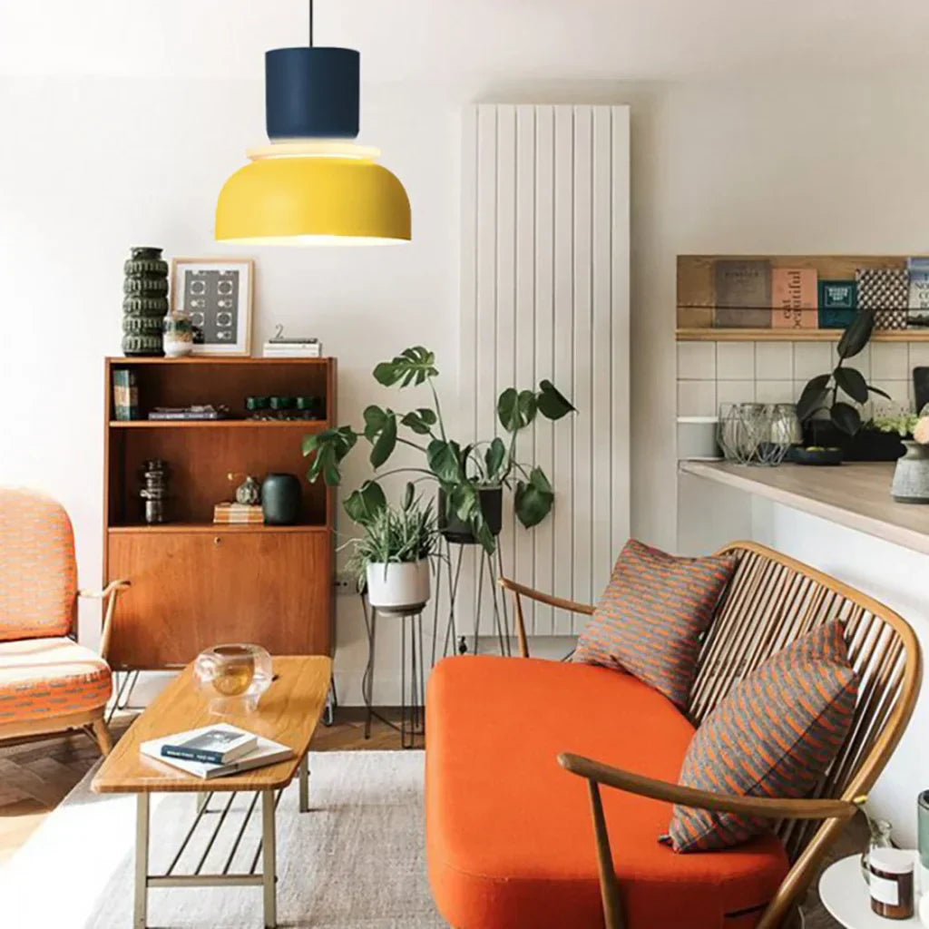 Pendellampe Med Farveblokdesign | Metal Loftlampe Med E27 Fatning | Indendørs Belysning | Vanero