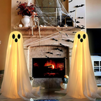 Halloween Spøgelsesdekoration Sæt | 2 Hængende Spøgelser Med Valgfrit Lys | Til Indendørs & Udendørs Brug | Vanero