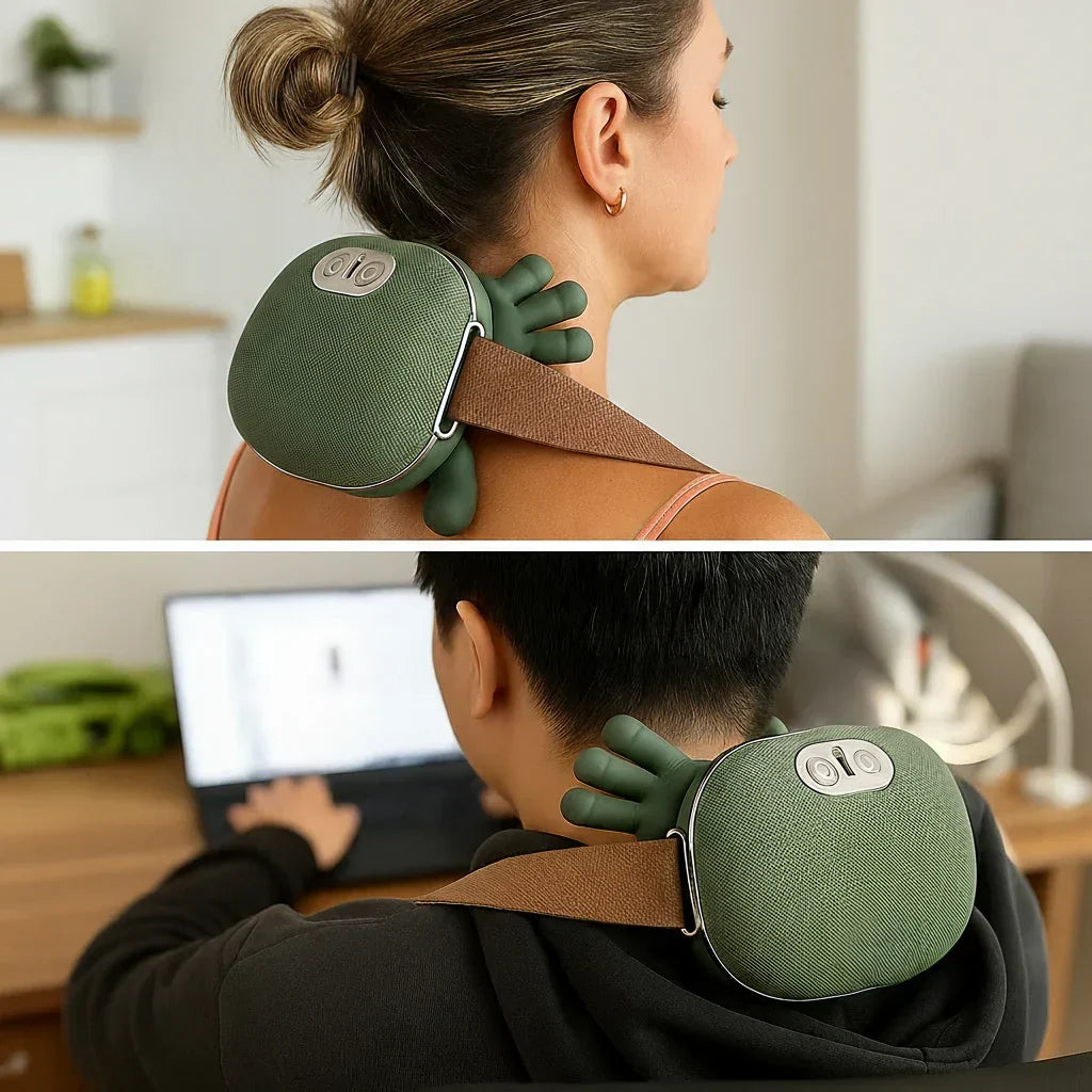 Genopladeligt Massageapparat | Vibration, Tryk & Varmefunktion | USB-C Massager Til Nakke, Ryg, Arme & Ben | Vanero