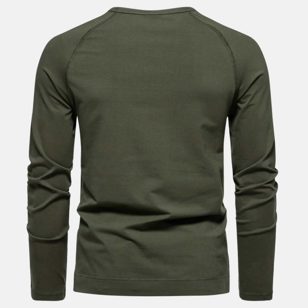 Herre Henley Trøje Let Tekstil | Regular Fit Langærmet Trøje | Knapstolpe Design til Hverdagsbrug & Fritidsaktiviteter | Vanero