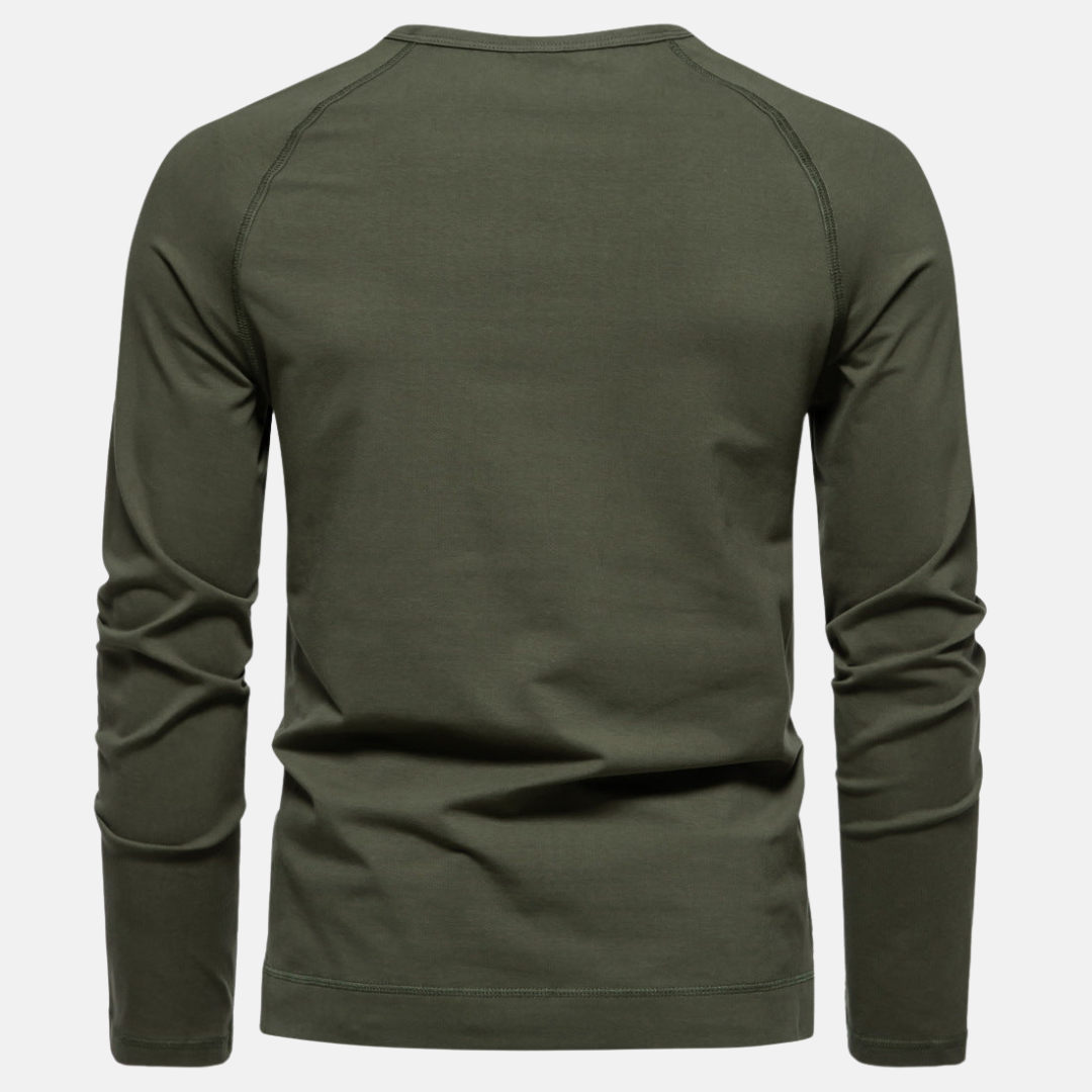 Herre Henley Trøje Let Tekstil | Regular Fit Langærmet Trøje | Knapstolpe Design til Hverdagsbrug & Fritidsaktiviteter | Vanero