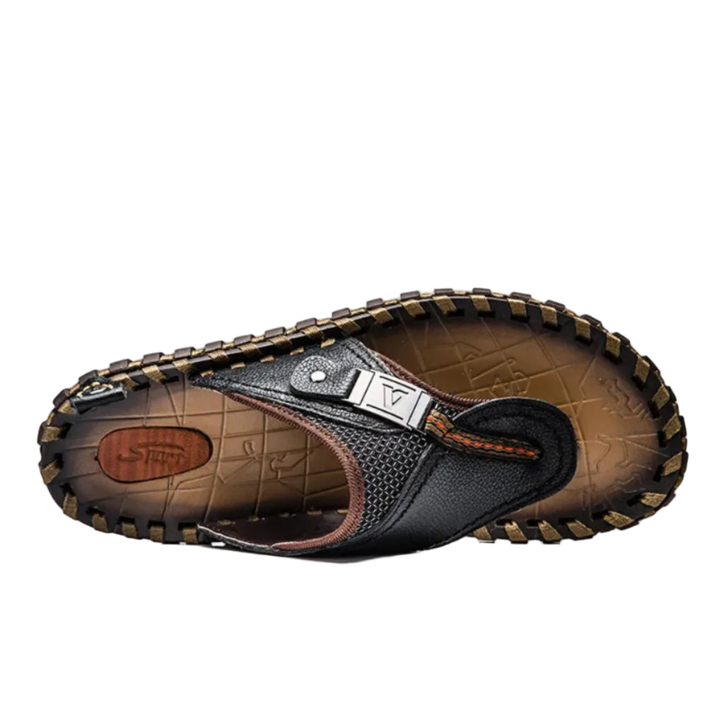 Herre Flip-Flops Læder | Regular Fit Sommersandaler | Læderrem Design til Hverdagsbrug & Fritidsaktiviteter | Vanero