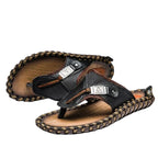 Herre Flip-Flops Læder | Regular Fit Sommersandaler | Læderrem Design til Hverdagsbrug & Fritidsaktiviteter | Vanero
