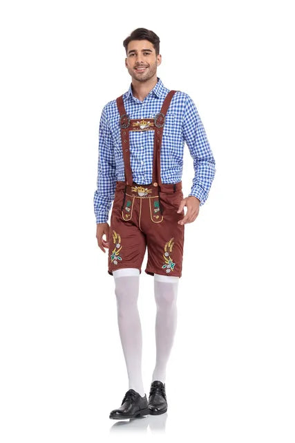 Herre Trachten Outfit Bomuldsblanding | Justerbar Pasform Traditionel Beklædning | Broderet Design Til Festivaler & Events | Vanero