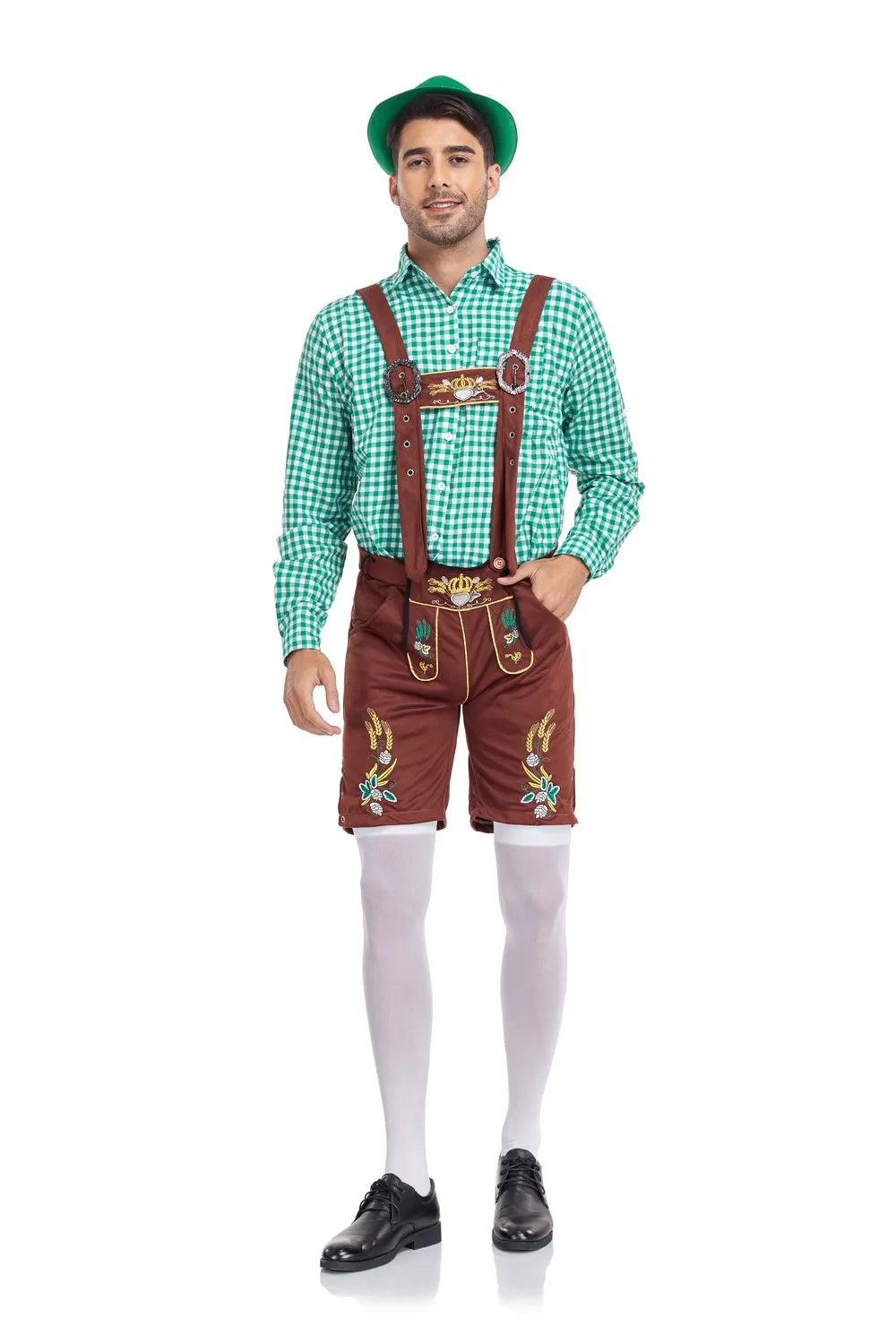 Herre Trachten Outfit Bomuldsblanding | Justerbar Pasform Traditionel Beklædning | Broderet Design Til Festivaler & Events | Vanero