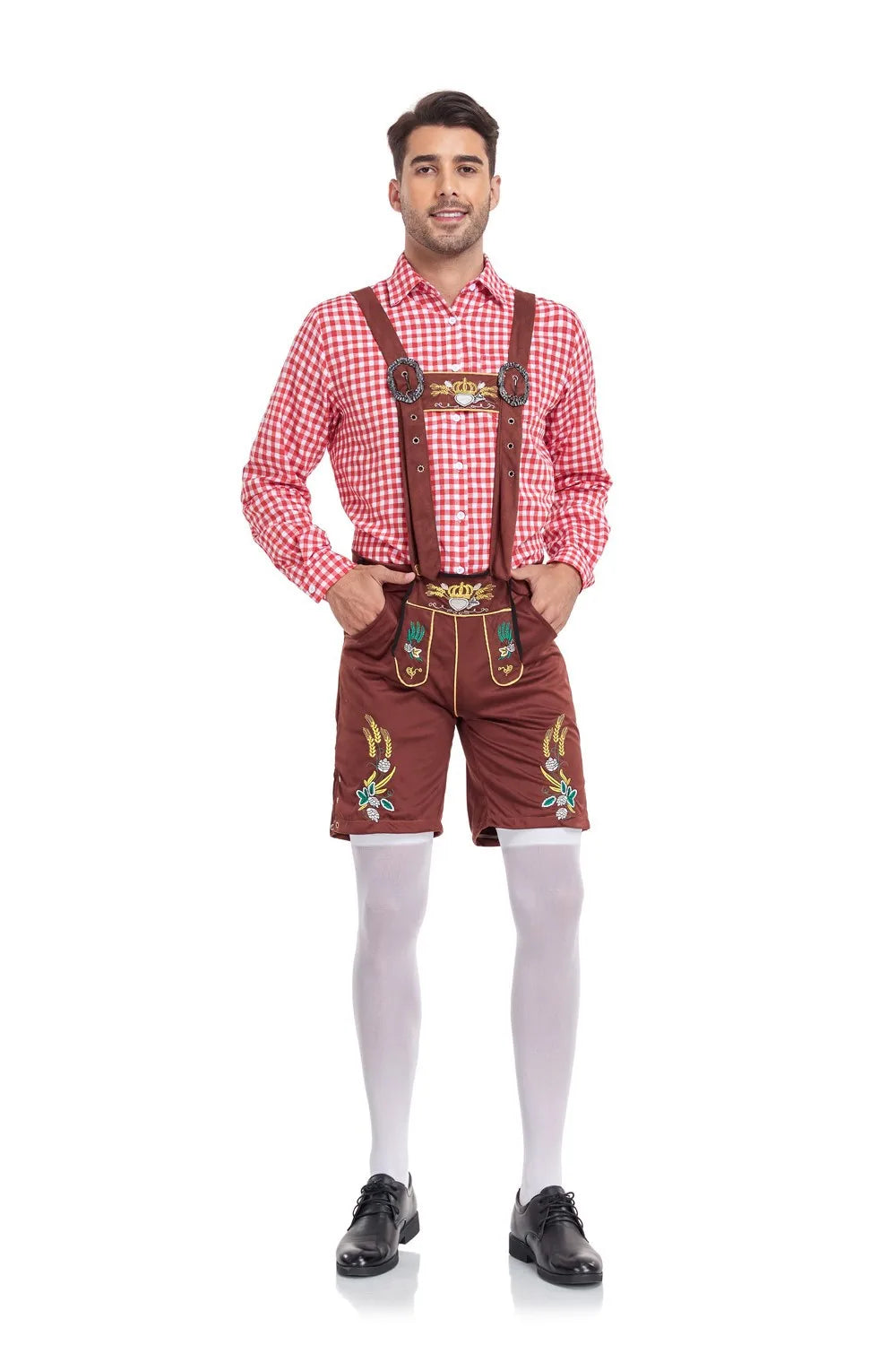 Herre Trachten Outfit Bomuldsblanding | Justerbar Pasform Traditionel Beklædning | Broderet Design Til Festivaler & Events | Vanero