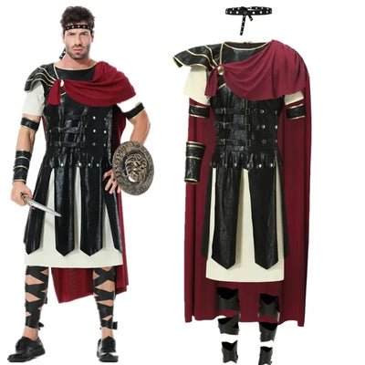 Knightoria | Middelaldersk Ridderkostume Sort-Guld Cosplay Til Herrer | Vanero