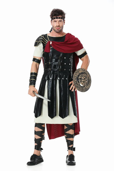 Knightoria | Middelaldersk Ridderkostume Sort-Guld Cosplay Til Herrer | Vanero
