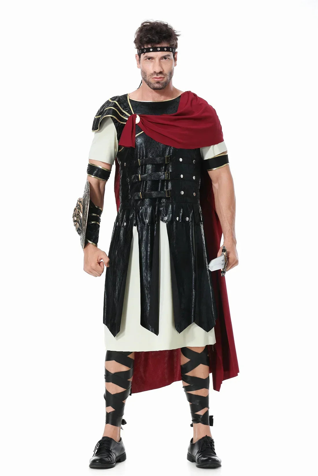 Knightoria | Middelaldersk Ridderkostume Sort-Guld Cosplay Til Herrer | Vanero