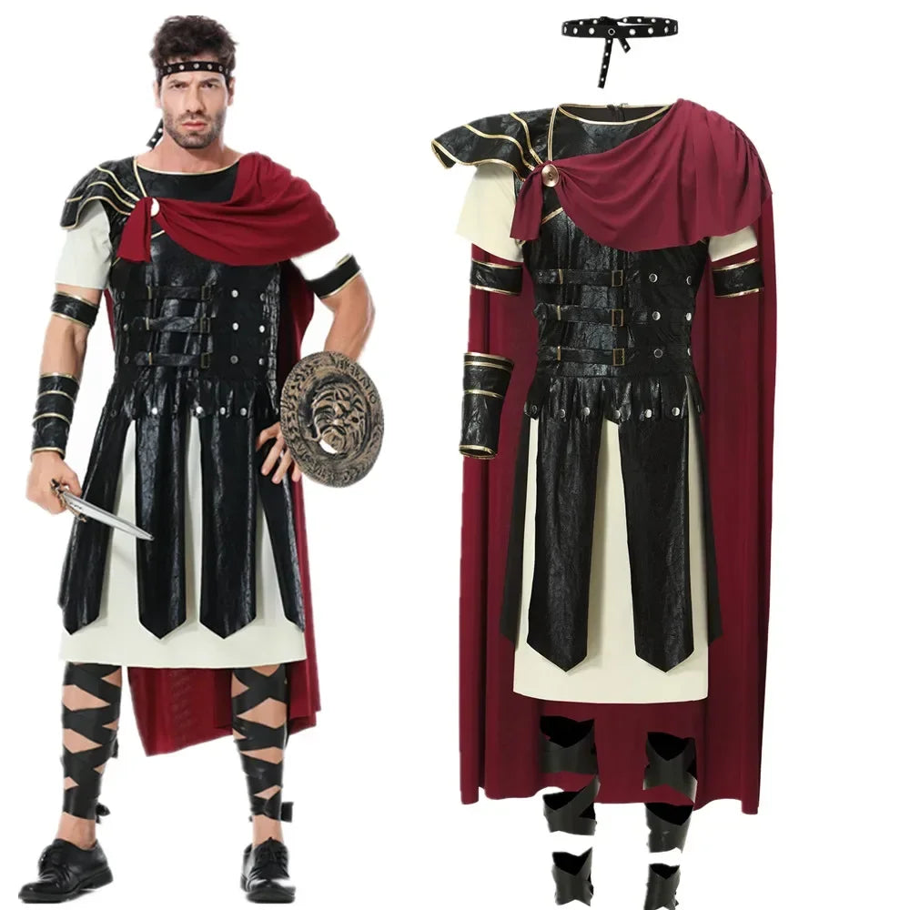 Knightoria | Middelaldersk Ridderkostume Sort-Guld Cosplay Til Herrer | Vanero