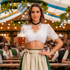 Dame Oktoberfest Top i Polyester | Ærmeløst V-Hals Vævet Design | Bayersk Inspireret Festival- & Tematøj | Vanero