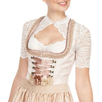 Dame Dirndl-Bluse i Polyester | Blondemønster & Formet Halsudskæring | Traditionel Top Til Oktoberfest & Festival | Vanero