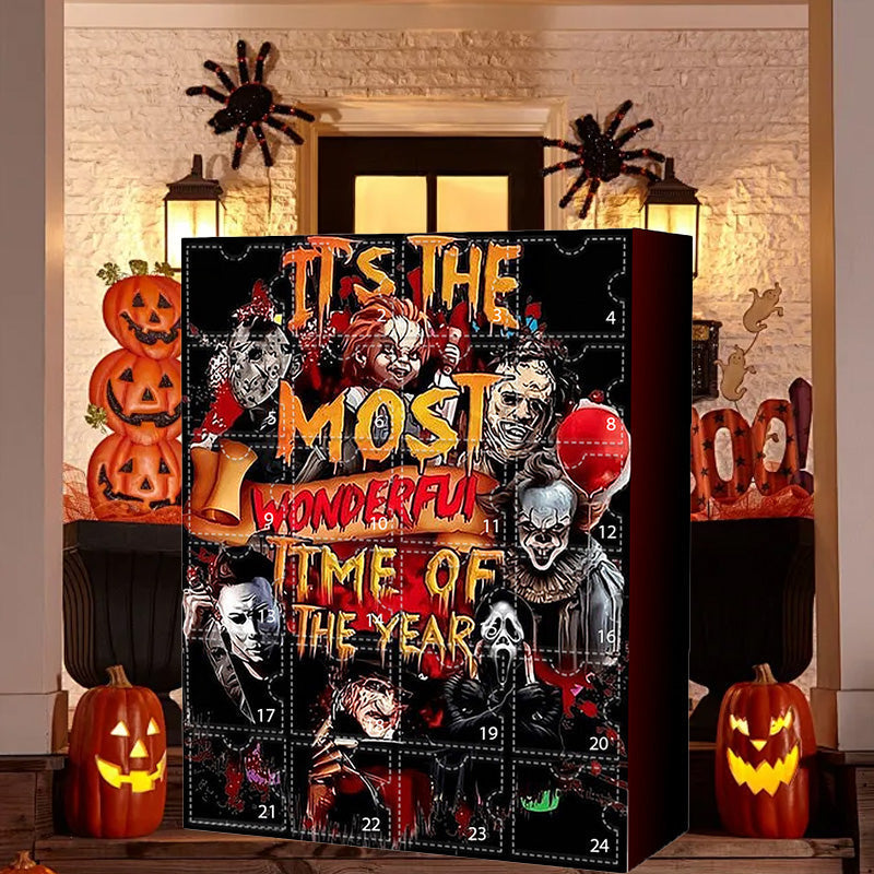 Adventskalender Med Gyserfigurer | 24 Minifigurer & Souvenirs | Halloween-Inspireret Nedtællingskalender | Vanero