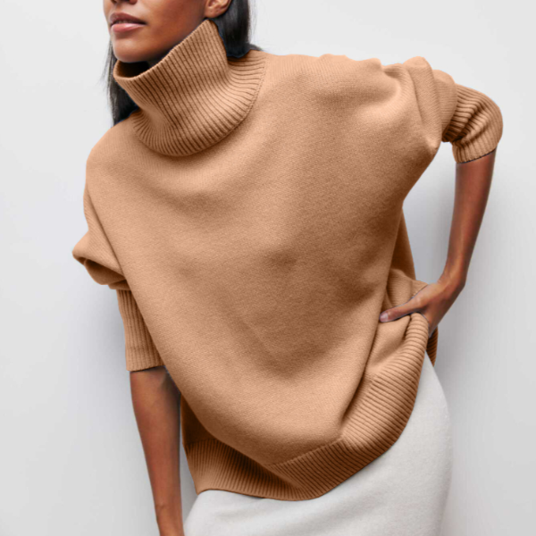 Dame Rullekrave i Jersey | Oversized Pasform & Lange Ærmer | Pullover Til Hverdagsbrug, Efterår & Vinter | Vanero