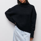 Dame Rullekrave i Jersey | Oversized Pasform & Lange Ærmer | Pullover Til Hverdagsbrug, Efterår & Vinter | Vanero