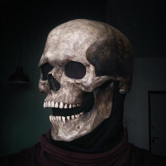 Skelet Kranium Maske i Latex & Silikone | Fleksibelt Helmaskedesign | Kostumetilbehør Til Halloween & Cosplay | Vanero