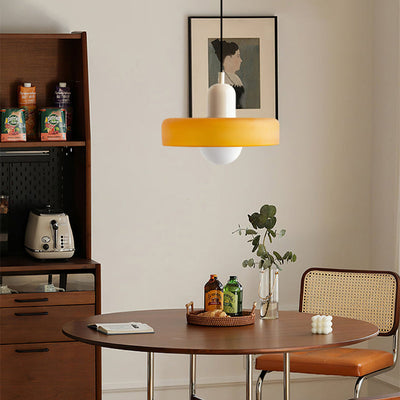Bauhaus l Pendellampe af Farvet Glas l Vanero