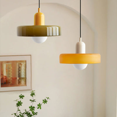 Bauhaus l Pendellampe af Farvet Glas l Vanero
