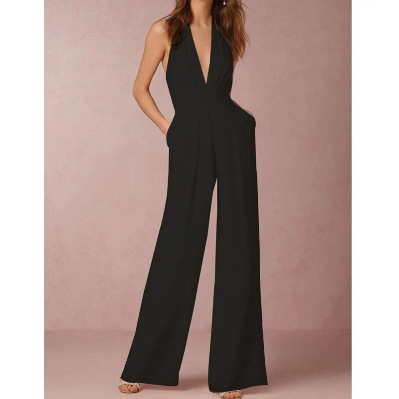 Dame Jumpsuit Polyesterblanding | Slim Fit Jumpsuit | Lynlåslukning Bagpå Til Arrangementer & Aftenbrug | Vanero