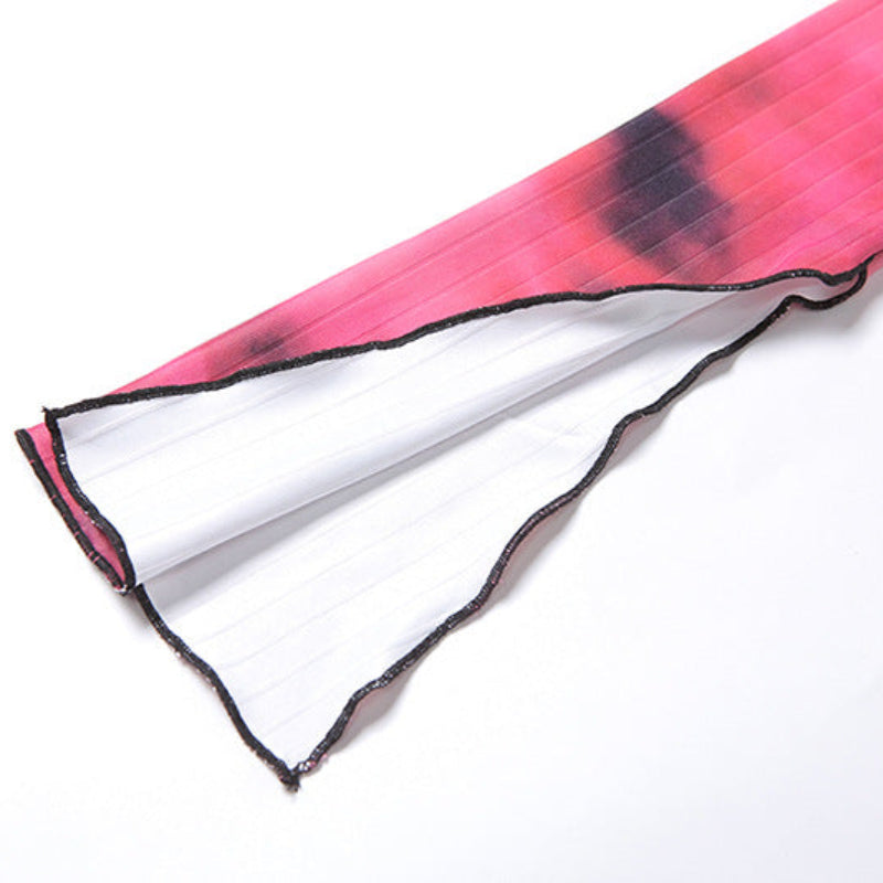 Dame Sommerkjole Polyester | Afslappet Pasform Kjole | Tie-Dye Mønster og Sommerfugleærmer til Hverdags- og Fritidsbrug | Vanero