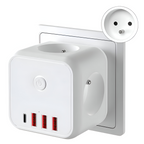 7-i-1 Stikdåse Med USB-Opladning | 3 AC-Udtag 3 USB-A & USB-C-Port | Overspændingsbeskyttelse Til Hjem & Kontor | Vanero