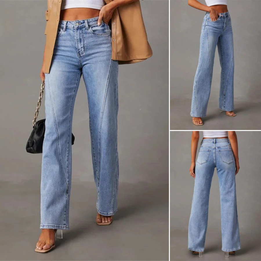 Quintina | Stilfulde Højtaljede Wide-Leg Jeans l Vanero