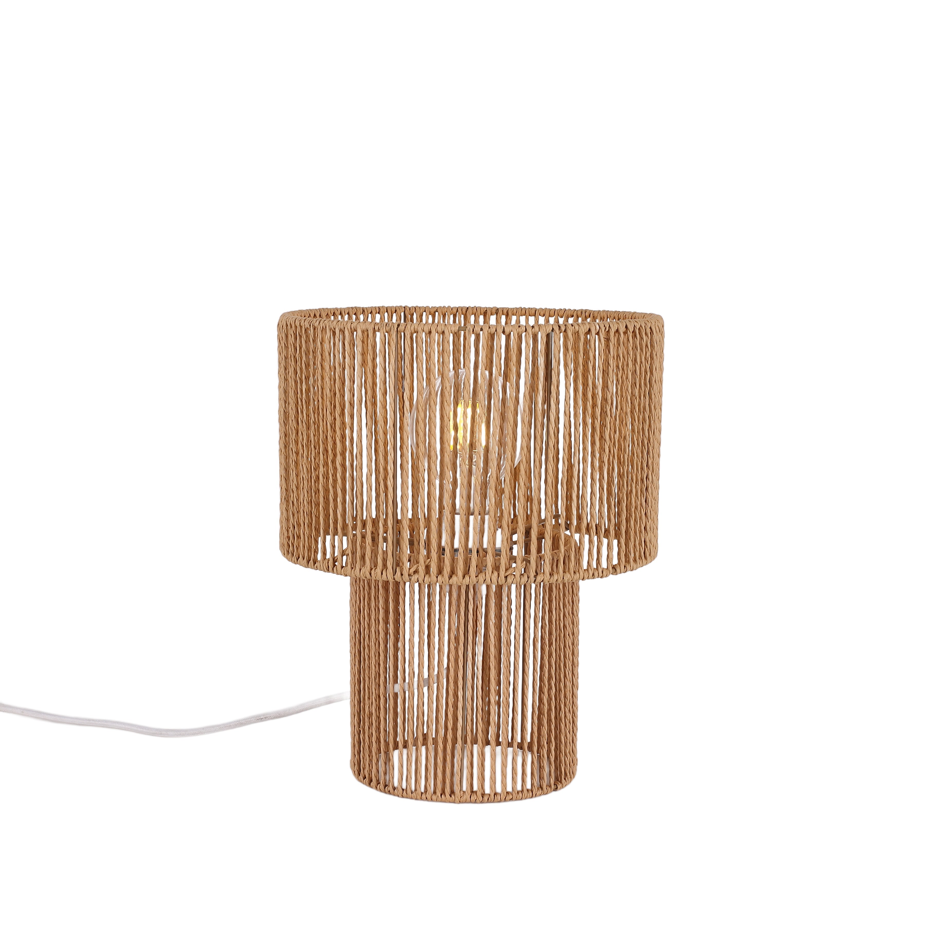 Bordlampe Med Flettet Konstruktion | E27 Fatning Og Naturinspireret Design | Indendørs Belysning Til Sideborde Og Læsehjørner | Vanero