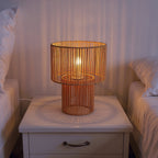 Bordlampe Med Flettet Konstruktion | E27 Fatning Og Naturinspireret Design | Indendørs Belysning Til Sideborde Og Læsehjørner | Vanero