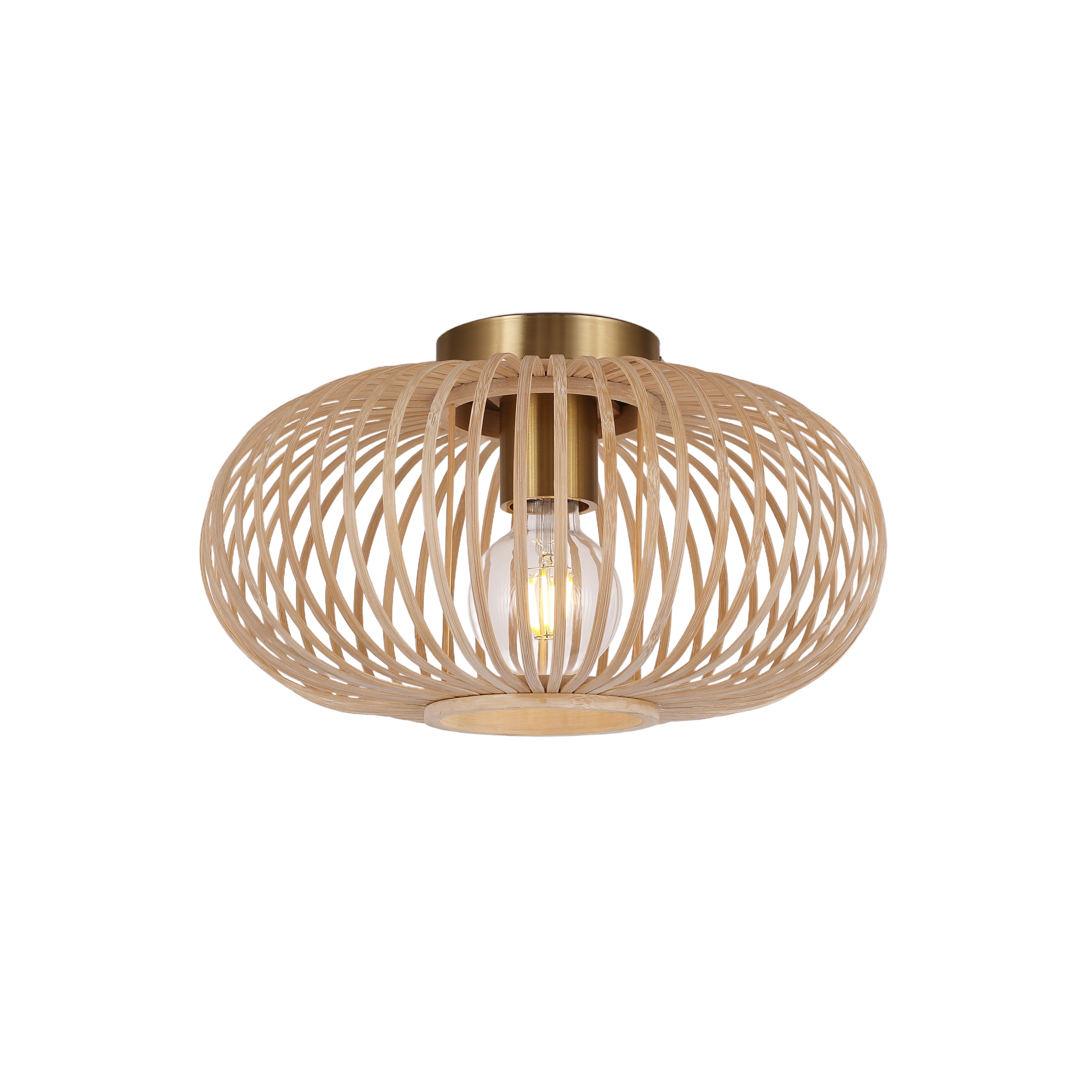 Loftlampe Med Flettet Bambusskærm | Ø45 cm Naturfiber Konstruktion | E27 Indendørs Belysning Til Stuer Og Spiseområder | Vanero