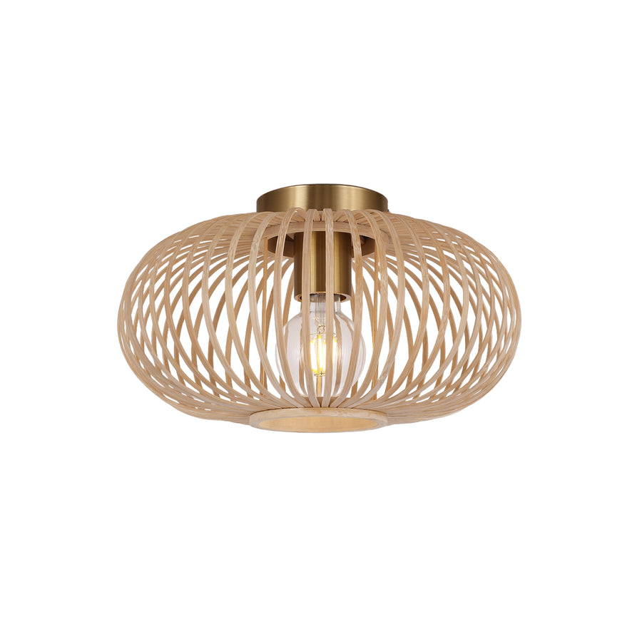 Loftlampe Med Flettet Bambusskærm | Ø45 cm Naturfiber Konstruktion | E27 Indendørs Belysning Til Stuer Og Spiseområder | Vanero