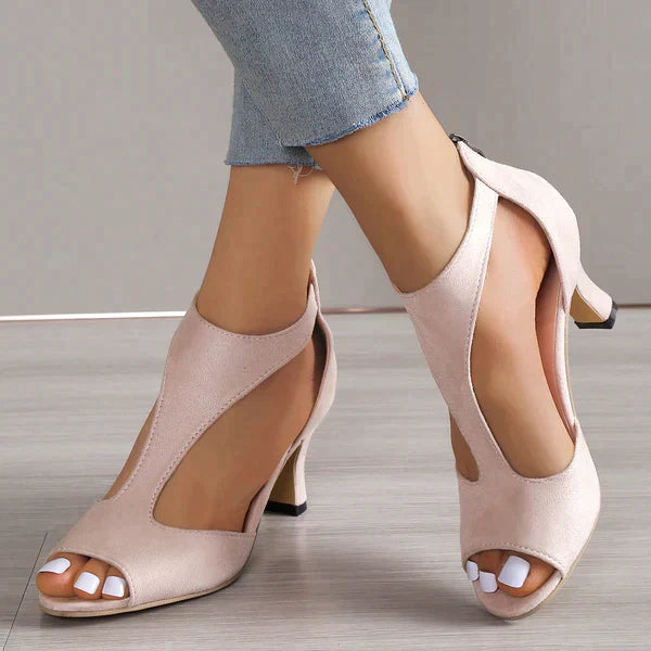 Sandaler Syntetisk Læder | Regular Fit Slip On Sandaler | Peep Toe Design Til Sommer & Hverdagsbrug | Vanero