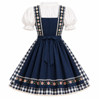 Oktoberfestkjole Til Dame | Polyester Med Dekorativ Snøring | Bayersk Inspireret Festkjole Med Pyntbånd & Korte Ærmer | Vanero
