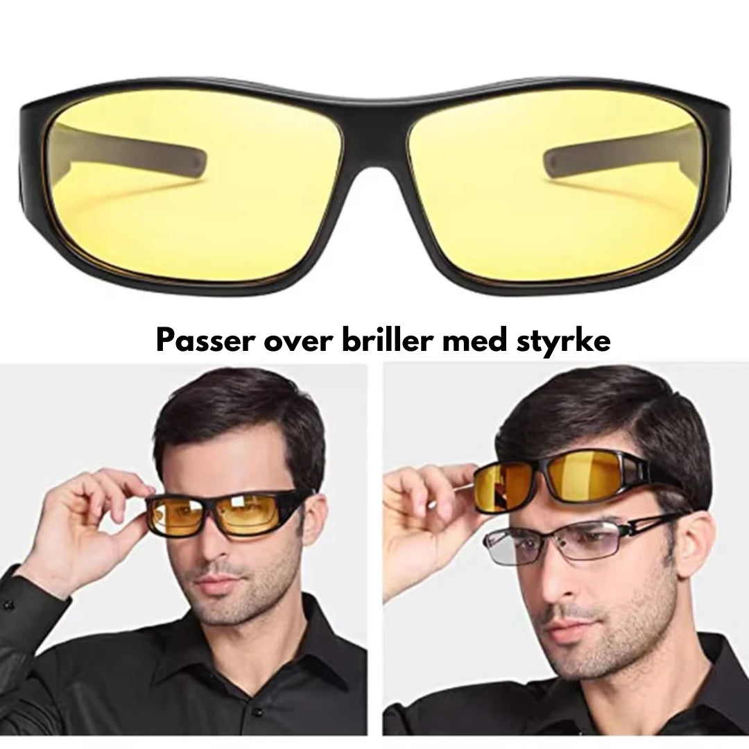 Natkørselsbriller Med Gule Linser | Genskinsreducerende Polycarbonatdesign | Bilkørsel, Cykling & Aftenbrug | Vanero