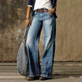 Dame Jeans Denim | Løs Pasform Baggy Jeans Med Afslappet Silhuet | Knap- Og Lynlåslukning Til Hverdagsbrug & Fritid | Vanero