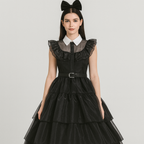 Dame Gothic Netkjole Lagdelt Mesh Design | Flowende Cosplay Silhuet | Temafester & Cosplay Arrangementer | Vanero