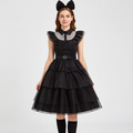 Dame Gothic Netkjole Lagdelt Mesh Design | Flowende Cosplay Silhuet | Temafester & Cosplay Arrangementer | Vanero