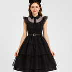 Dame Gothic Netkjole Lagdelt Mesh Design | Flowende Cosplay Silhuet | Temafester & Cosplay Arrangementer | Vanero