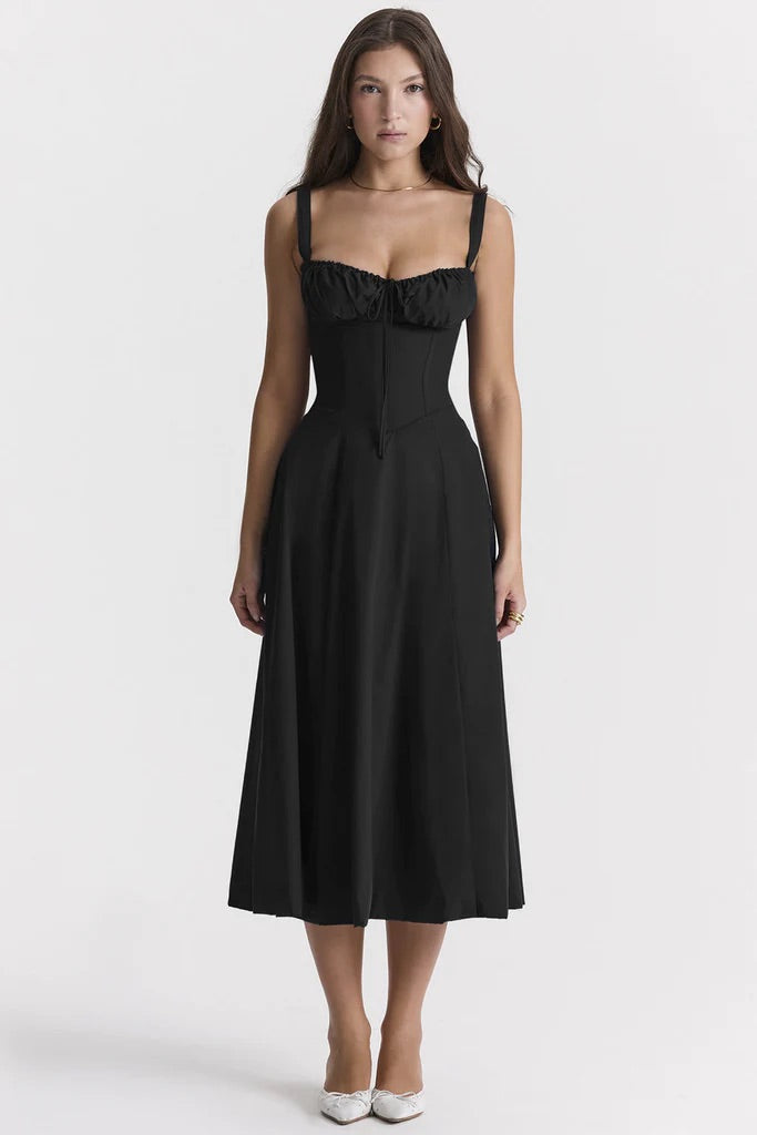Carmen | Blomstret bustier-kjole med taljeform l Vanero