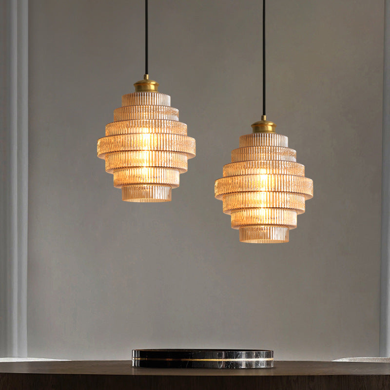 Flaskeformet Pendellampe Med Glasskærm | Loftlampe I Messing Kompatibel Med E27 Pærer | Justerbar Indendørs Belysning | Vanero