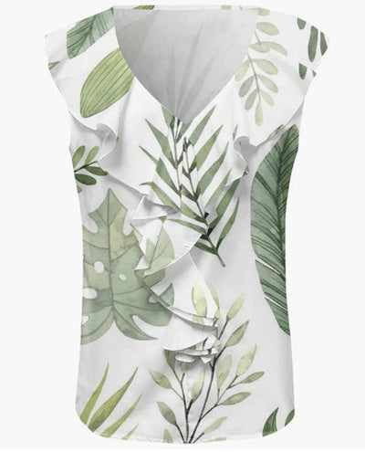 Damer Elegant Bluser Skjorte Med Flæsedetaljer Og V-udskæring | Sofistikeret Og Feminint | Vanero