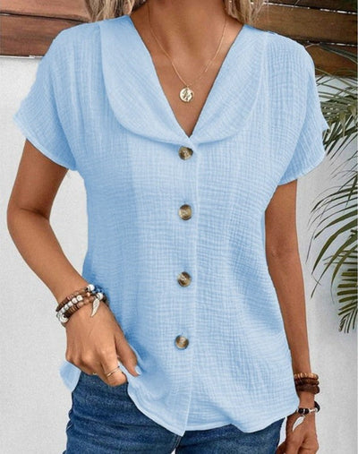 Jeanette | Stilfuld Knap-Down Collared Top l Vanero
