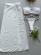 Damebadetøjssæt Polyester Spandex | 3-Delt Badetøj med Bikini og Cover-Up | Nederdel til Strand- og Poolbrug | Vanero