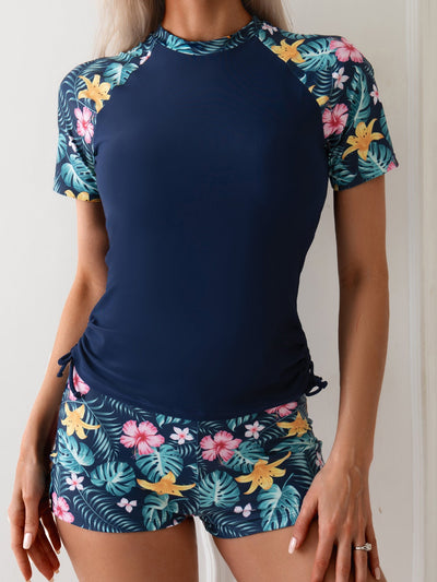 Dame UV Beskyttelse Badetøj Sæt Med Blomsterdesign Og Sporty Pasform | Funktionelt Og Moderne | Vanero