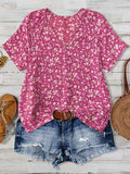 Dame Bluse Polyesterblanding | Almindelig Pasform Bluse Med Blomsterprint | V-Hals Langærmet Design Til Hverdagsbrug | Vanero