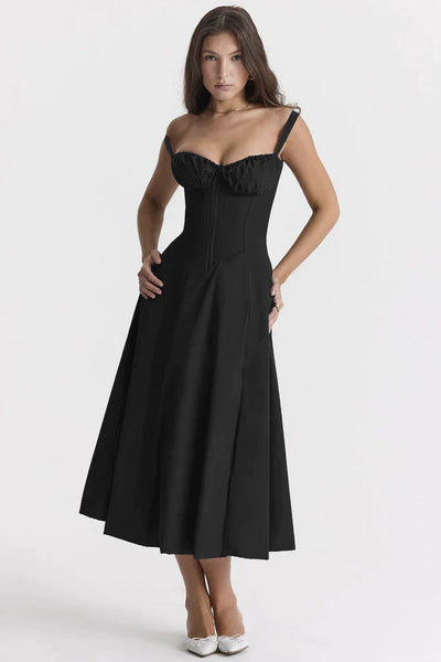 Carmen | Blomstret bustier-kjole med taljeform l Vanero