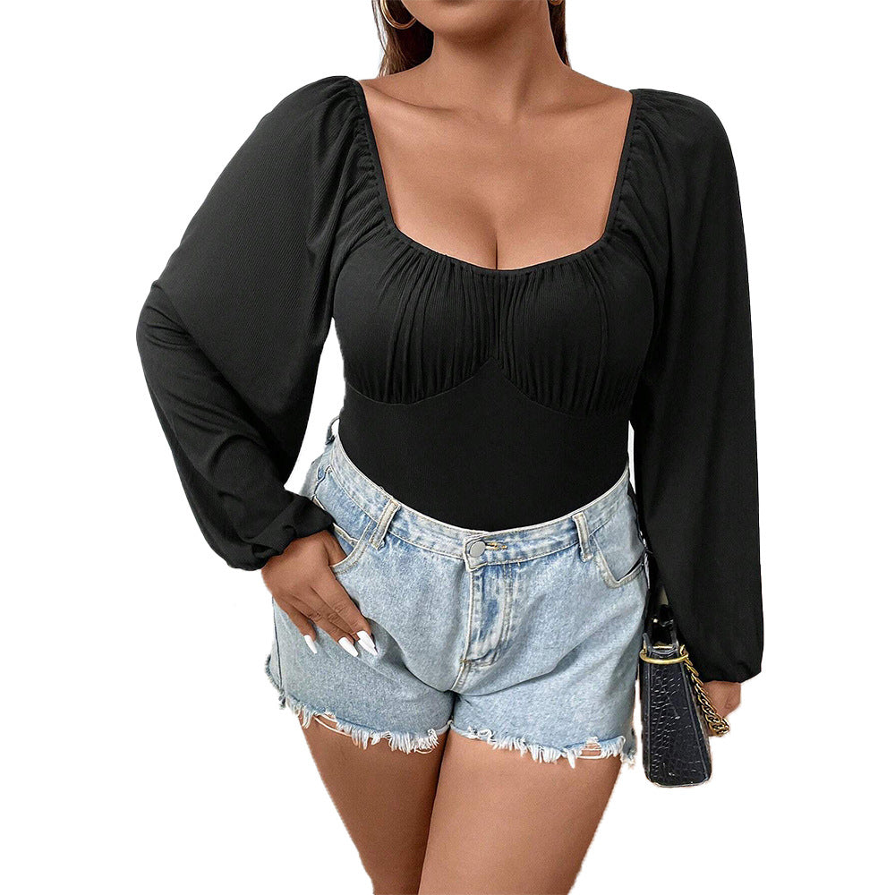 Dame Bodysuit Polyester Spandexblanding | Slim Fit Langærmet Bodysuit | Rynkede Detaljer Til Hverdagsbrug & Sociale Aktiviteter | Vanero