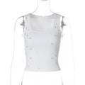 Dame Crop Top Polyester | Afslappet Pasform Crop Top | Kortærmet Design med Dekorativ Detalje til Fritids- og Festivalbrug | Vanero