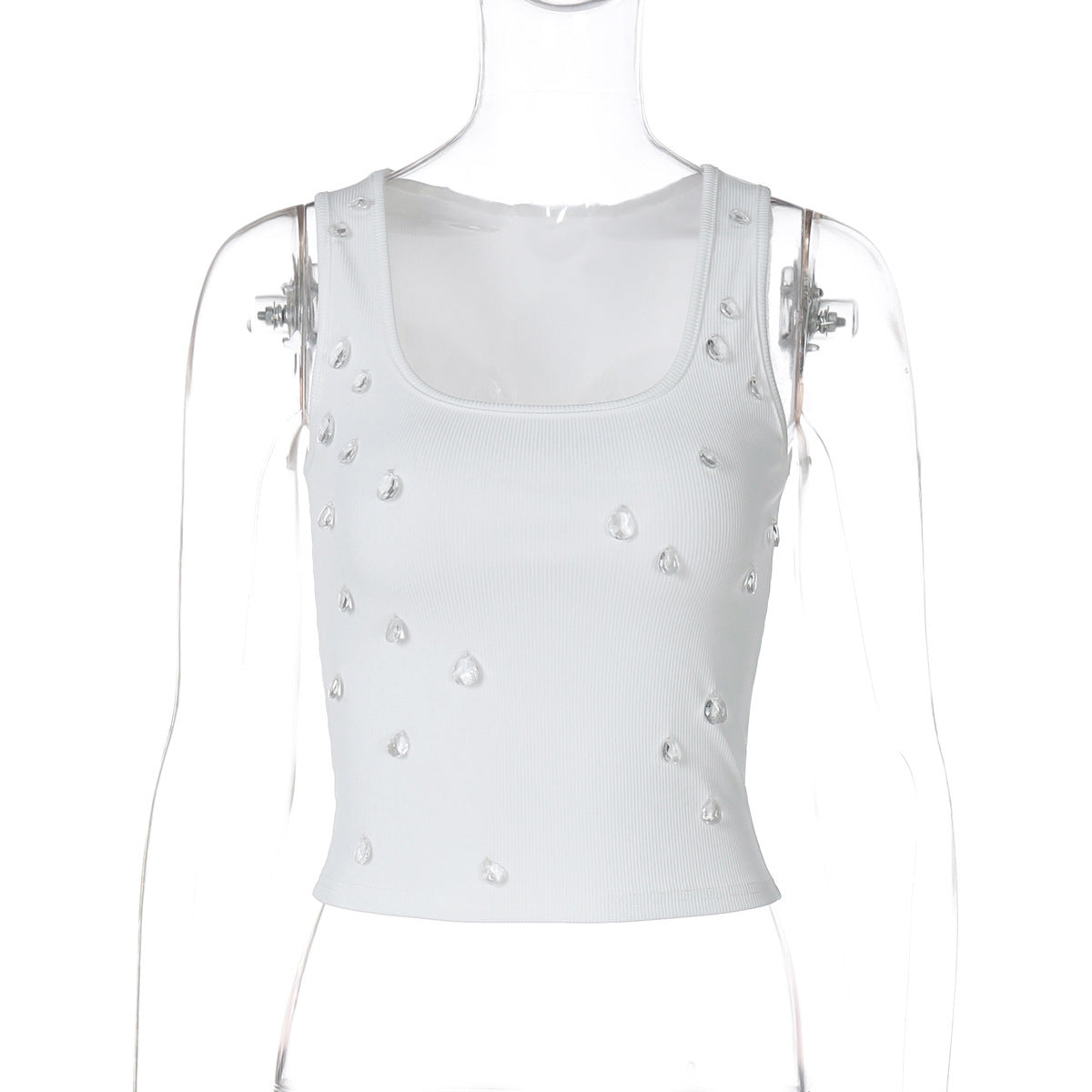 Dame Crop Top Polyester | Afslappet Pasform Crop Top | Kortærmet Design med Dekorativ Detalje til Fritids- og Festivalbrug | Vanero