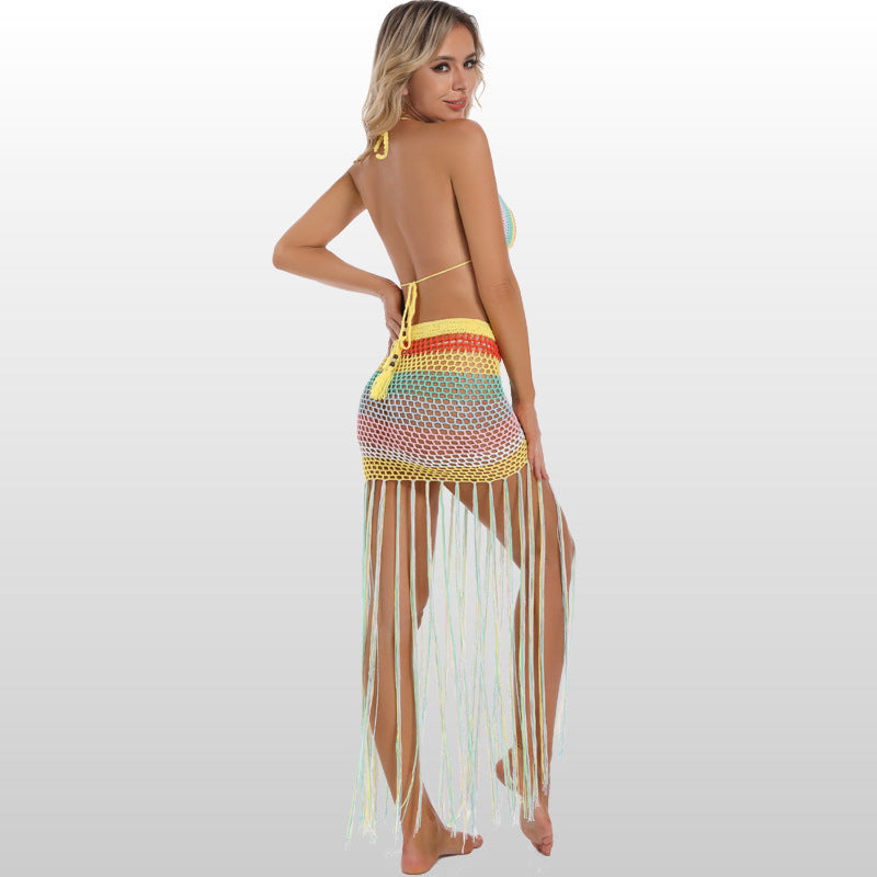 Dame Badetøj Sæt Med Hæklet Design Og Frynset Detaljer | Boho Og Trendy | Vanero